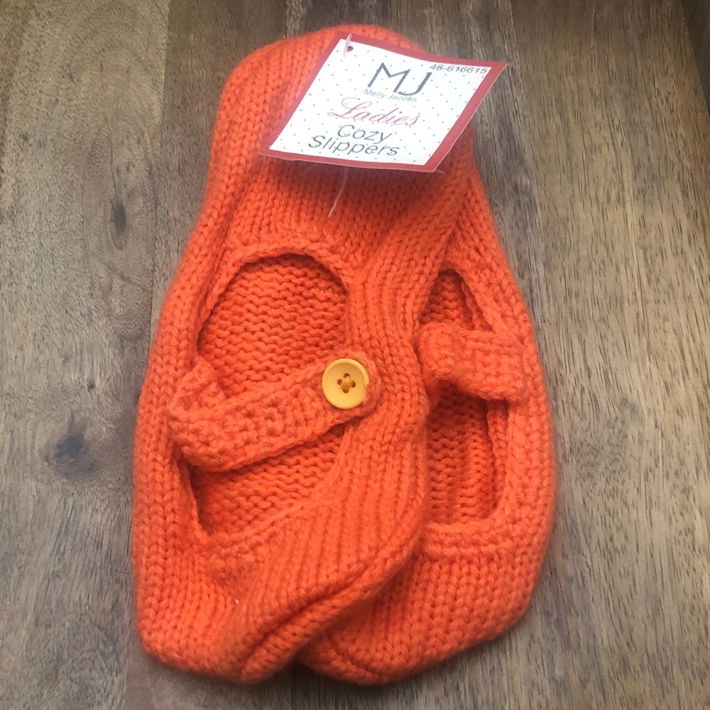 Orange Cozy Knit Slipper Socks